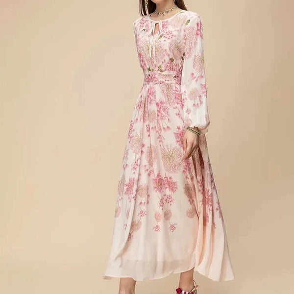 Rochie Solange cu imprimeu floral si talie accentuata