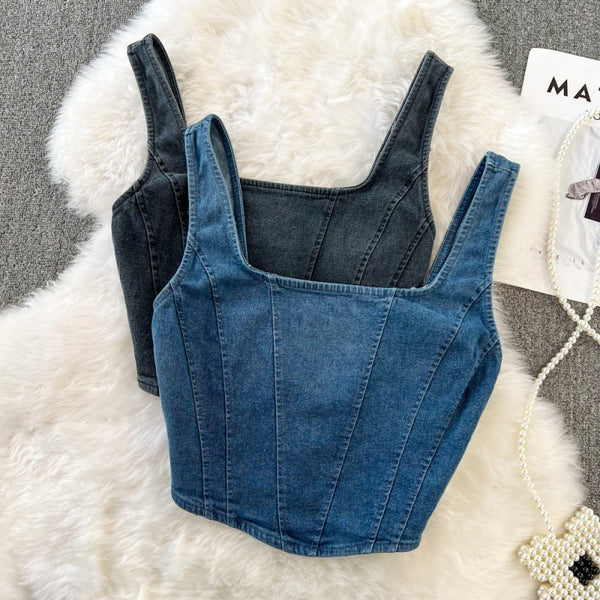 Top Amy din denim tip corset