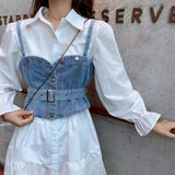 Set Rosaline cu vesta albastru deschis din denim